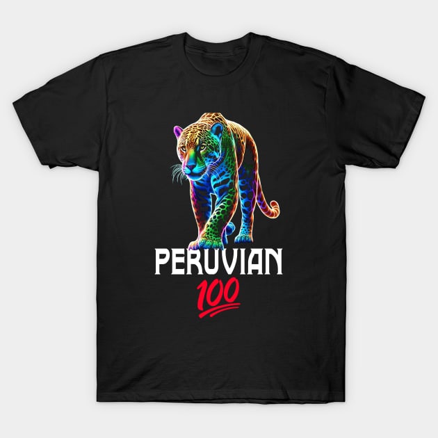 Peruvian Pride Jaguar Mountain 100% Peru Roots T-Shirt by Sambastyles